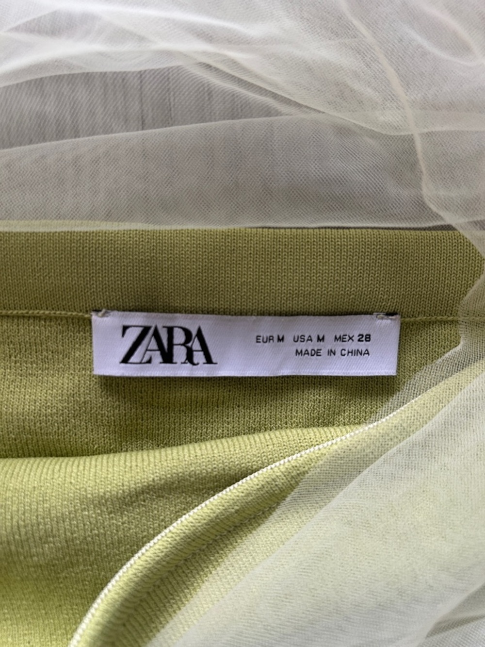 Zara Sheer Layered Top in Light Lime and Ivory - Picture 2 of 5
